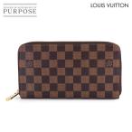 美品 ルイ ヴィトン LOUIS VUITTON ダミエ ジッピー オーガナイザー ラウンドファスナー 長財布 エベヌ N60003 Zippy Organizer 90313239
