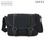 美品 グッチ GUCCI GGキャンバス メッセンジャー ショルダー バッグ レザー ブラック 145858 シルバー 金具 Shoulder Bag 90314048