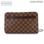 美品 ルイ ヴィトン LOUIS VUITTON ダミエ サンルイ セカンド クラッチ バッグ エベヌ N51993 ゴールド 金具 Saint Louis 90314076