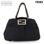 新品同様 フェンディ FENDI ズッカ チェーン トート バッグ キャンバス エナメル ブラック 8BR616 ゴールド 金具 Zucca Bag 90314125