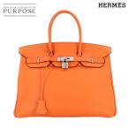 新品同様 エルメス HERMES バーキン35 トゴ オレンジ ハンド バッグ □N刻印 シルバー 金具 Birkin 90314420