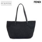 新品同様 フェンディ FENDI ズッキーノ トート バッグ キャンバス レザー ブラック 8BH075 ガンメタ 金具 Zucchino Tote Bag 90315317