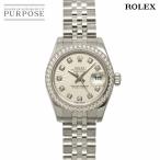 ロレックス ROLEX デイトジャスト 179384G G番 ルーレット ダイヤベゼル レディース 10Pダイヤ シルバー K18WG 自動巻き Datejust 90324440