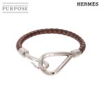  не использовался выставленный товар Hermes HERMES jumbo H пепел браслет кожа Brown черный серебряный металлические принадлежности аксессуары 90330336
