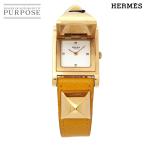 エルメス HERMES メドール ヴィンテージ レディース 腕時計 ピラミッド ゴールド スタッズ ホワイト イエロー クォーツ Medor 90330500
