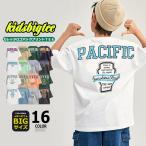 送料無料 キッズ Ｔシャツ BIGサイズ カレッジロゴ バックプリント 半袖 Ｔシャツ オーバーサイズ ゆったり 子供服 天竺 はん袖 男の子 女の子 こども服 523-107