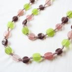 ロングネックレス（ピンク＆ライトグリーン）【バリ島のモダンアジアン雑貨】