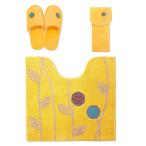 ショッピングトイレマット トイレマットセット 北欧 おしゃれ 風水 3点  トイレマット 60×64cm セット ３点セット スリッパ ホルダーカバー 金運 黄色 イエロー オカ エトフ