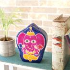 貯金箱 山羊革 ガネーシャ柄 ハンドメイド ハンドペイント