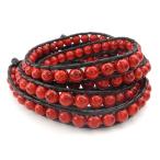 Yahoo! Yahoo!ショッピング(ヤフー ショッピング)PW 高品質トルコ石 6mm赤の玉 ラップ ブレスレット 条件付 送料無料 24892