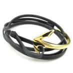 Yahoo! Yahoo!ショッピング(ヤフー ショッピング)PW 高品質本革とステンレス 船の錨 黒 ラップブレスレット / 周囲180ミリ 幅31ミリ 金色 アンカーのモチーフ バングル[ラッピング対応] 条件付送料無料25064