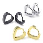 Yahoo! Yahoo!ショッピング(ヤフー ショッピング)PW 高品質チタンとステンレス ハート形 3色ピアスセット / 黒 シルバー銀 ゴールド金 両耳用 6個 幅14mm 長さ15mm 18G [ラッピング対応] 条件付送料無料25189