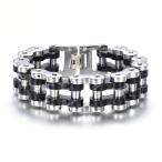 Yahoo! Yahoo!ショッピング(ヤフー ショッピング)PW 高品質316Lステンレス 重量感 チェーン型 銀 黒 ブレスレット / 幅24mm 周囲235mm 130g  バングル[ラッピング対応] 条件付送料無料60318