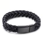 Yahoo! Yahoo!ショッピング(ヤフー ショッピング)PW 高品質316Lステンレス 本革 ファッション 編込み ブレスレット 褐黒の2色可選 / 長さ210mm 幅14mm 20g  バングル[ラッピング対応] 条件付送料無料60383