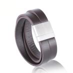 Yahoo! Yahoo!ショッピング(ヤフー ショッピング)PW 高品質316Lステンレス 本革 褐x銀 シンプル 2連ブレスレット 幅25mm 周囲200mm 44g /   バングル[ラッピング対応] 条件付送料無料60479