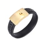 Yahoo! Yahoo!ショッピング(ヤフー ショッピング)PW 高品質316Lステンレス 本革 18K金メッキ 編込みブレスレット 幅20mm 周囲225mm 46g /   バングル[ラッピング対応] 条件付送料無料60577