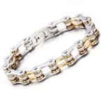 Yahoo! Yahoo!ショッピング(ヤフー ショッピング)PW 高品質316Lステンレス チェーン型 18K金メッキx銀色 ファッション ブレスレット / 幅10mm 周囲225mm 53g  バングル[ラッピング対応] 条件付送料無料60679