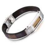 Yahoo! Yahoo!ショッピング(ヤフー ショッピング)バングル[ラッピング対応] PW 高品質316Lステンレス 本革 レザー ゴールド シルバー ファッションbracelet /  長さ215mm 幅10mm 24g 条件付送料無料60777
