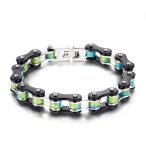 Yahoo! Yahoo!ショッピング(ヤフー ショッピング)バングル[ラッピング対応] PW 高品質316Lステンレス チェーン型 ブル青 グリーン緑 ブラック黒 bracelet /  長さ225mm 幅10mm 55g 条件付送料無料60961