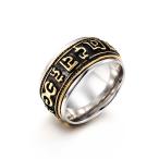 Yahoo! Yahoo!ショッピング(ヤフー ショッピング)リング[ラッピング対応] PW 高品質316Lステンレス 金 銀 黒 お守り 知恵 チベット仏教 六字大明呪 回転 ring /  幅10mm 16-28号 8g 条件付送料無料60980