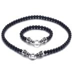 Yahoo! Yahoo!ショッピング(ヤフー ショッピング)[ラッピング対応] PW 精良SUS316L製 髑髏 スカル 神秘感 8mm黒い数珠 bracelet necklace セット /   条件付送料無料61132