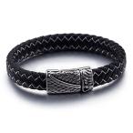 Yahoo! Yahoo!ショッピング(ヤフー ショッピング)ブレスレット[ラッピング対応] PW 精良SUS316L製 本革 ブラック黒 羽翼 羽毛 編込み 磁石 マグネット bracelet /  長さ210mm 幅11mm 28g 条件付送料無料61374