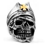 Yahoo! Yahoo!ショッピング(ヤフー ショッピング)指輪 リング[ラッピング対応] PW 精良SUS316L製 銀x金 アンティーク風 髑髏戦士 skull army 十字架 クロス ring /  幅15mm 14-28号 条件付送料無料61438
