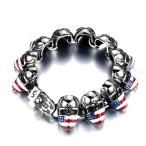Yahoo! Yahoo!ショッピング(ヤフー ショッピング)ブレスレット[ラッピング対応] PW 精良SUS316L製 シルバー アメリカ合衆国の国旗 星条旗 髑髏 スカル bracelet /  長さ180-210mm 幅30mm 条件付送料無料61450