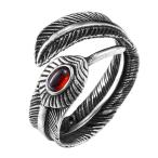 Yahoo! Yahoo!ショッピング(ヤフー ショッピング)指輪 リング[ラッピング対応] PW 精良SUS316L製 アンティーク風 シルバー銀色 赤のジルコン 羽毛 フェザー ring /  幅14mm 12-24号 条件付送料無料61468