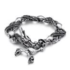 Yahoo! Yahoo!ショッピング(ヤフー ショッピング)ブレスレット[ラッピング対応] PW 精良SUS316L製 シルバー銀色 竜 ドラゴン 髑髏 スカル ファッション bracelet /  長さ225mm 幅14mm 51g 条件付送料無料61528