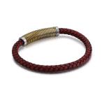 Yahoo! Yahoo!ショッピング(ヤフー ショッピング)バングル[ラッピング対応] PW 精良SUS316L製 牛革 ワインx金x銀 スプリングのモチーフ 編込み bracelet /  長さ220mm 幅6mm 条件付送料無料61646