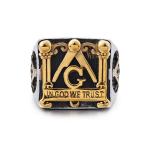 Yahoo! Yahoo!ショッピング(ヤフー ショッピング)指輪 リング[ラッピング対応] PW 精良SUS316L製 銀x金 フリーメイソン アメリカ合衆国の標語 In God We Trust ring / 条件付送料無料61690