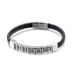 Yahoo! Yahoo!ショッピング(ヤフー ショッピング)バングル[ラッピング対応] PW 精良SUS316L製 本革 銀金黒 算盤 十露盤 ファッション 編込み bracelet /  長さ215mm 幅10mm 条件付送料無料61846