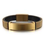 Yahoo! Yahoo!ショッピング(ヤフー ショッピング)バングル[ラッピング対応] PW 精良SUS316L製 本革 銀金黒 上品 洗練 シンプル ファッション 光沢bracelet /  長さ205mm 幅12mm 条件付送料無料61852