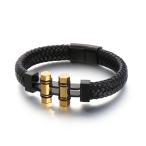 Yahoo! Yahoo!ショッピング(ヤフー ショッピング)バングル[ラッピング対応] PW 精良SUS316L製 牛革 銀金黒の3色 ファッション 編込み bracelet /  長さ210mm 幅12mm 条件付送料無料61953