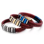 Yahoo! Yahoo!ショッピング(ヤフー ショッピング)バングル[ラッピング対応] PW 精良SUS316L製 本革 編込み ファッション 2連bracelet /  長さ210mm 幅12mm 条件付送料無料62011