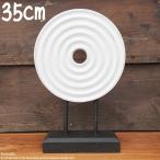 ショッピングアジアンテイスト アジアンテイスト オブジェ [波] 35cm 木製装飾 ホワイトウォッシュ 手彫り 円形飾り 円盤オブジェ 木彫り
