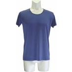 100% шелк круглый вырез рубашка ( темно-голубой )