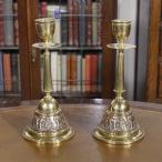  Британия Англия античный пара свеча подставка 2 шт. комплект латунь латунный . шт. 1930 годы low sok установить S224