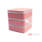 密閉蓋付き重箱　シンプルスクエア　ブロッサムピンク　三段
