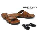 [サイズ交換片道無料]コルソローマノーヴェ / CORSO ROMA 9 メンズ スニーカー 2004 ストラップサンダル ブラック ライトブラウン イタリア製