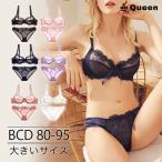 大きいサイズ レディース 下着 ブラジャー ショーツセット 上下セット ブラセット 透けブラ セクシー B80 B85 C80 C85 C90 C95 D80 D85 D90 D95 L LL 3L