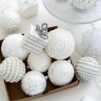 ショッピングオーナメント ホワイトボールオーナメント 60mm~100mm 8個セット【クリスマスツリー クリスマス 飾り 装飾 ツリー セット 店舗 ディスプレイ ハンドメイド xmas christmas】