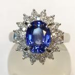 Pt900 天然 サファイア 2.05ct / ダイヤ 0.47ct リング 指輪 Ring  ソーティング qoj.Y7601