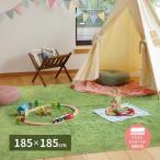ラグ 芝生 2畳 冬 厚手 カーペット 無地 滑り止め 冬用 おしゃれ 床暖房 ホットカーペット 子供 ラグマット 韓国 風 グリーン 正方形 ウレタン 185×185