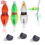 オモック イカ型 夜光 発光 鯛ラバヘッド 80ｇ 100ｇ タイラバ セット メタルジグ ルアー 釣り マダイ ブリ シーバス ヒラメ マゴチ-100