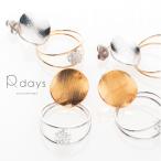 ピアス レディース 大ぶり 揺れる チタンポスト  パヴェボール ＆ プレート ピアス