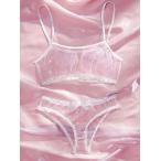 水玉模様メッシュランジェリーセット...