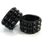 Yahoo! Yahoo!ショッピング(ヤフー ショッピング)スタッズブレスレット 角スタッズ3連黒ブレスレット ロックアクセサリー