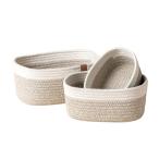 ショッピングスマートガーデニング LA JOLIE MUSE 収納バスケット 北欧 カゴ 3点セット コットンロープ 編み込み 積み重ね ホワイト ライトブラウン